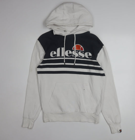 Ellesse Mens White XS Pullover Hoodie with Logo Graphic Print