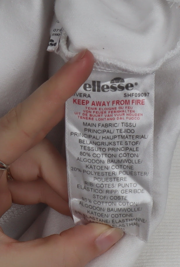 Ellesse Mens White XS Pullover Hoodie with Logo Graphic Print