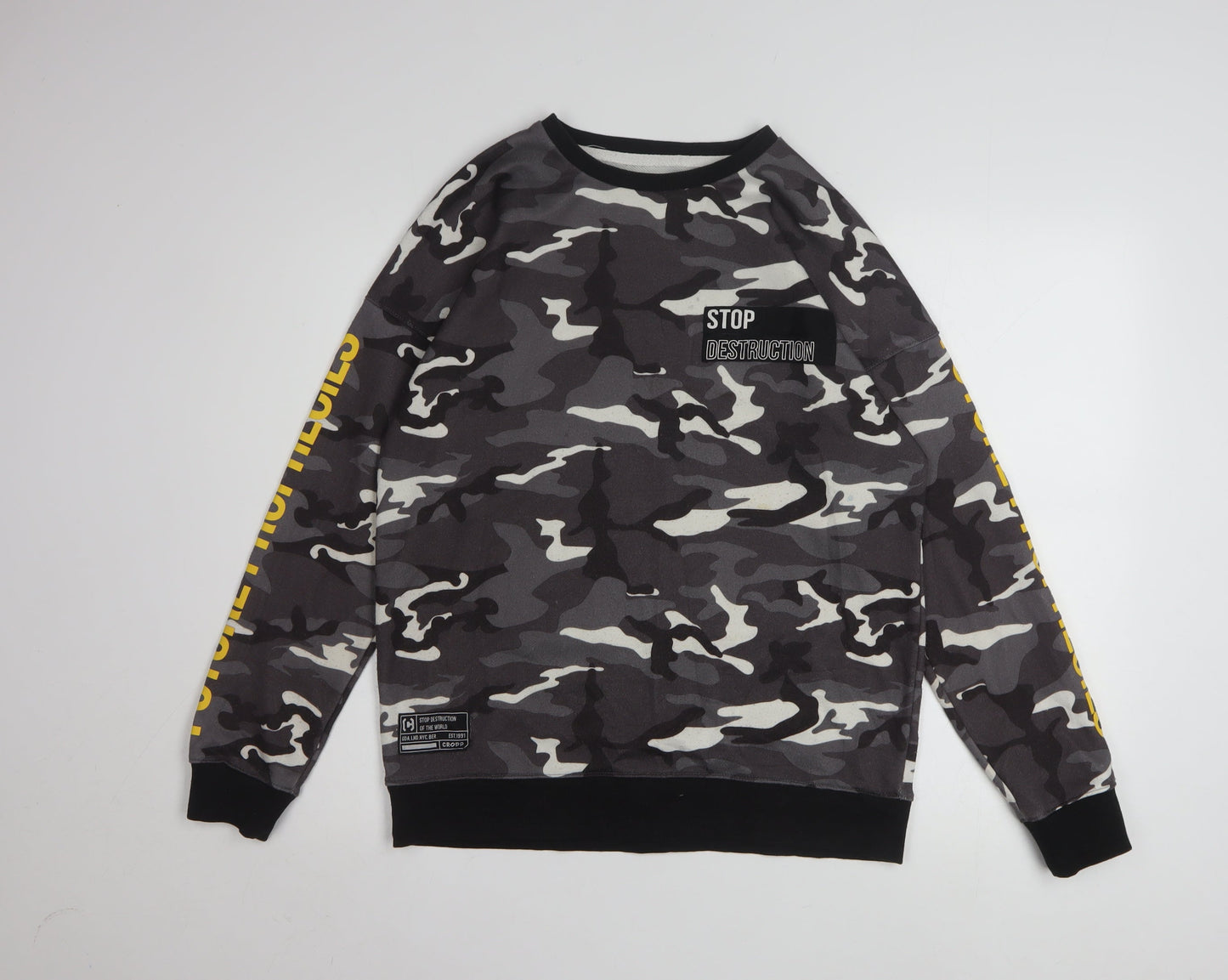 Cropp Men's Grey Camouflage Sweatshirt Regular Fit Size S