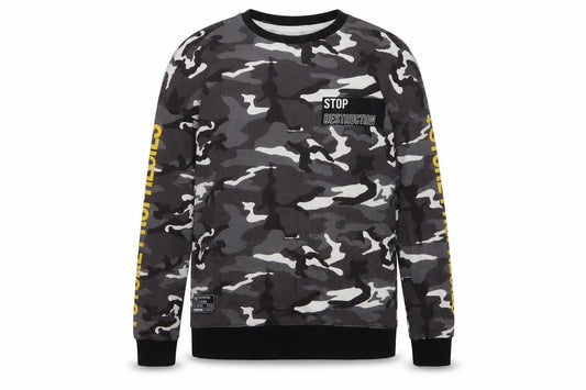 Cropp Men's Grey Camouflage Sweatshirt Regular Fit Size S