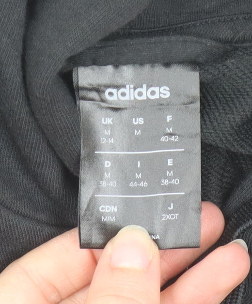 Adidas Women's Black Full Zip Hoodie Size M 12-14 Cotton Blend