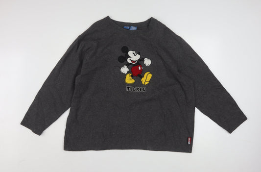 Disney Women’s Grey Mickey Mouse Pullover Sweatshirt XL