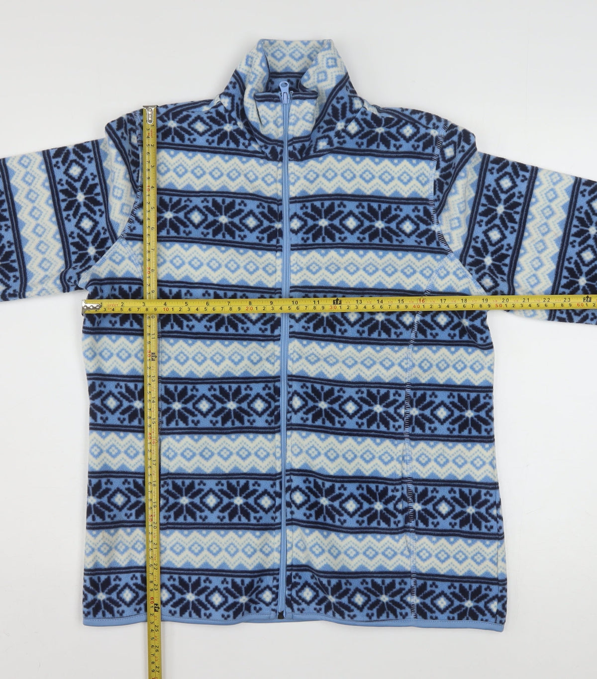 i.b.diffusion Women's Blue Fair Isle Fleece Full Zip Jacket Size S