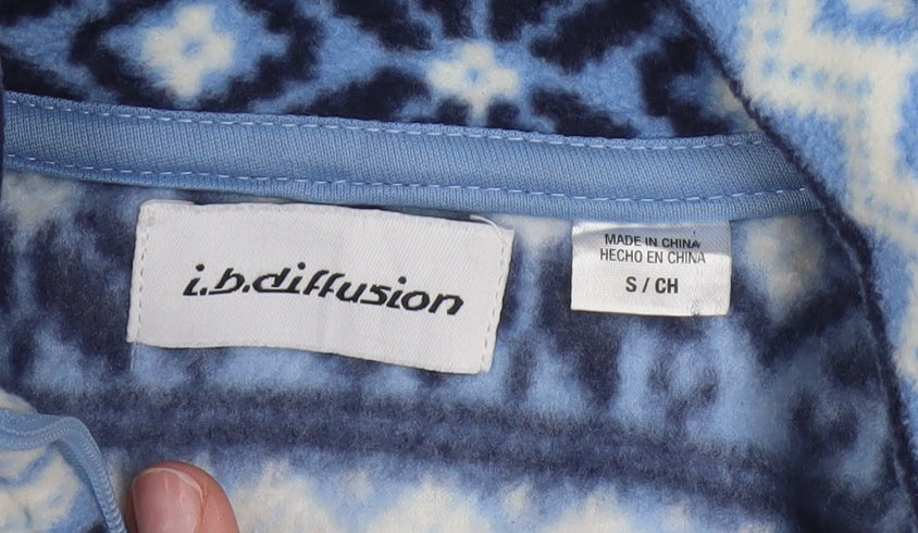 i.b.diffusion Women's Blue Fair Isle Fleece Full Zip Jacket Size S