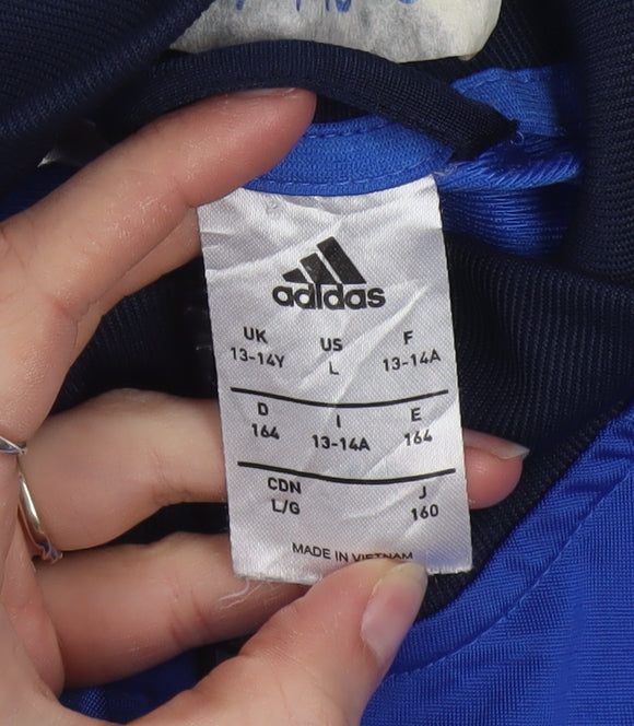adidas Boys Blue 13-14 Years Track Jacket Full Zip Sports Activewear