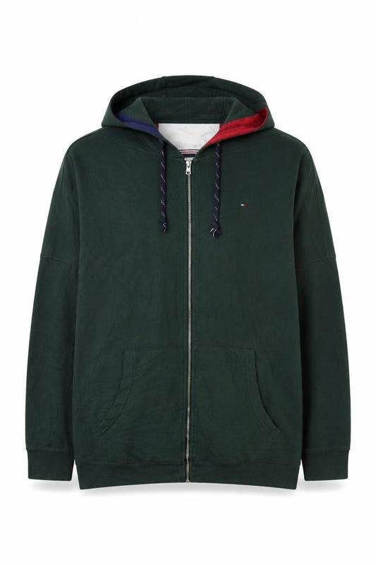 Tommy Hilfiger Men's Green Full Zip Hoodie XS Classic Style
