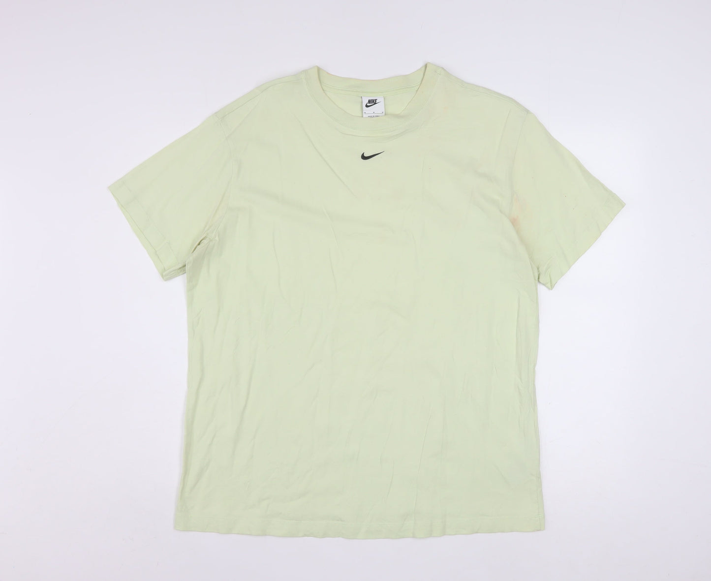 Nike Men's Light Green Cotton Short Sleeve Crew Neck T-Shirt M