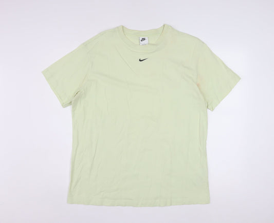 Nike Men's Light Green Cotton Short Sleeve Crew Neck T-Shirt M