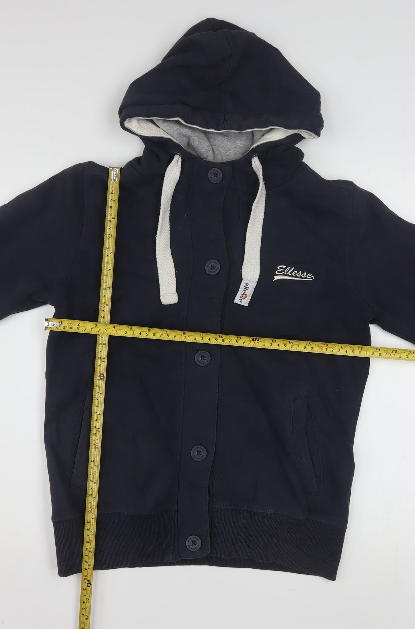 Ellesse Women’s Navy Blue Button Hoodie Size 12 Cotton Blend