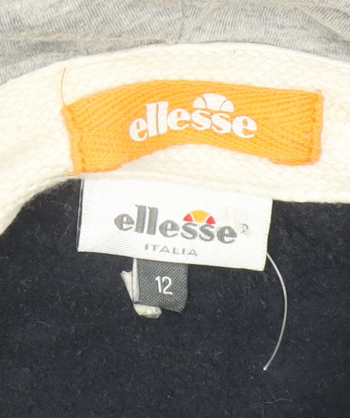 Ellesse Women’s Navy Blue Button Hoodie Size 12 Cotton Blend