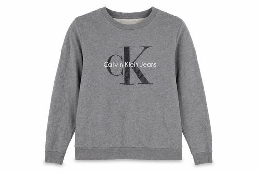 Calvin Klein Jeans Men's Grey Small Logo Crew Neck Sweatshirt