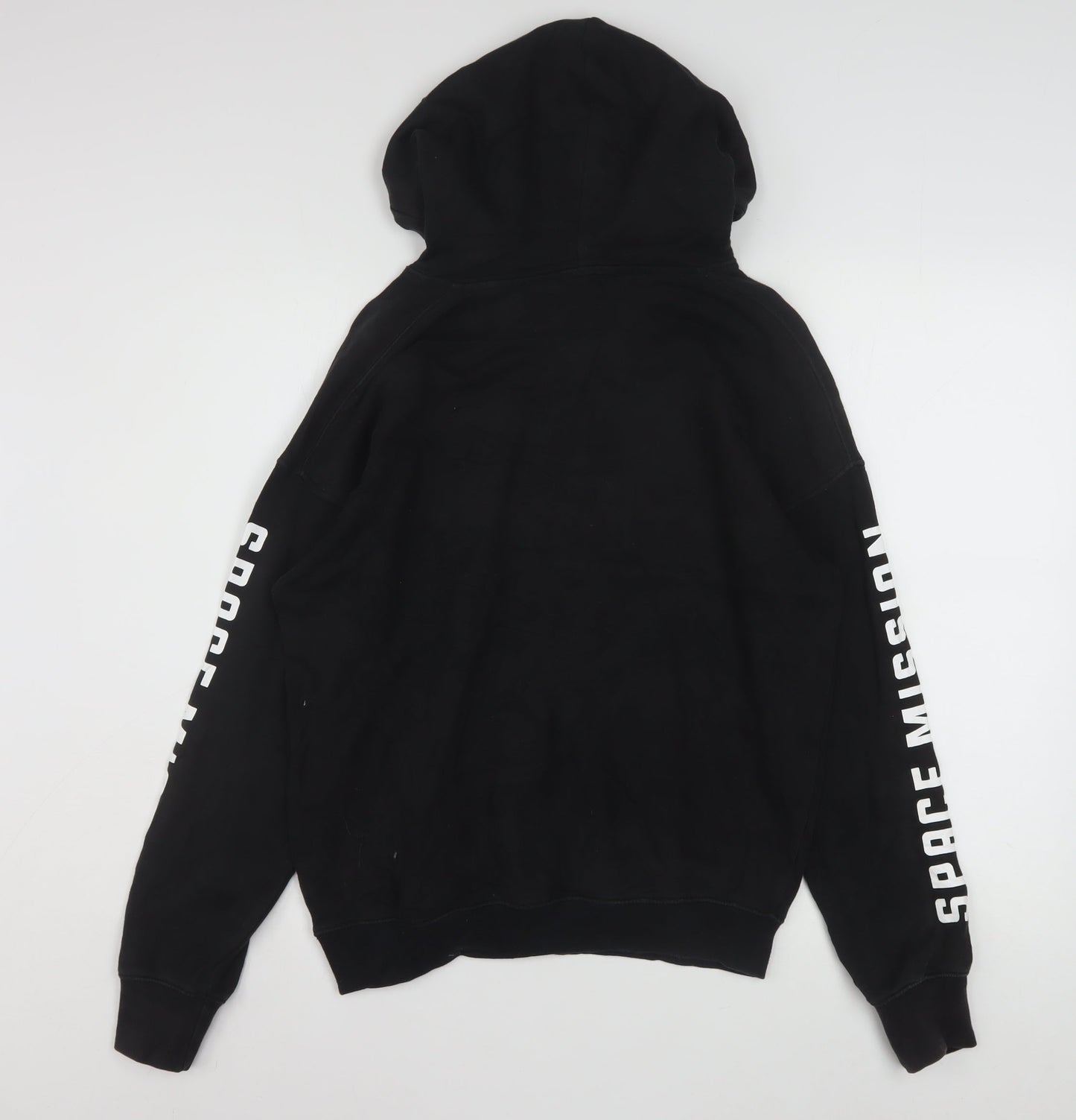 H&M Boys Black NASA Graphic Pullover Hoodie 14 Years Hooded Sweatshirt