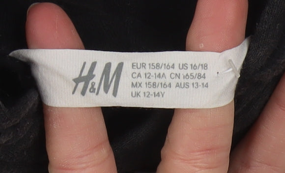 H&M Boys Black NASA Graphic Pullover Hoodie 14 Years Hooded Sweatshirt