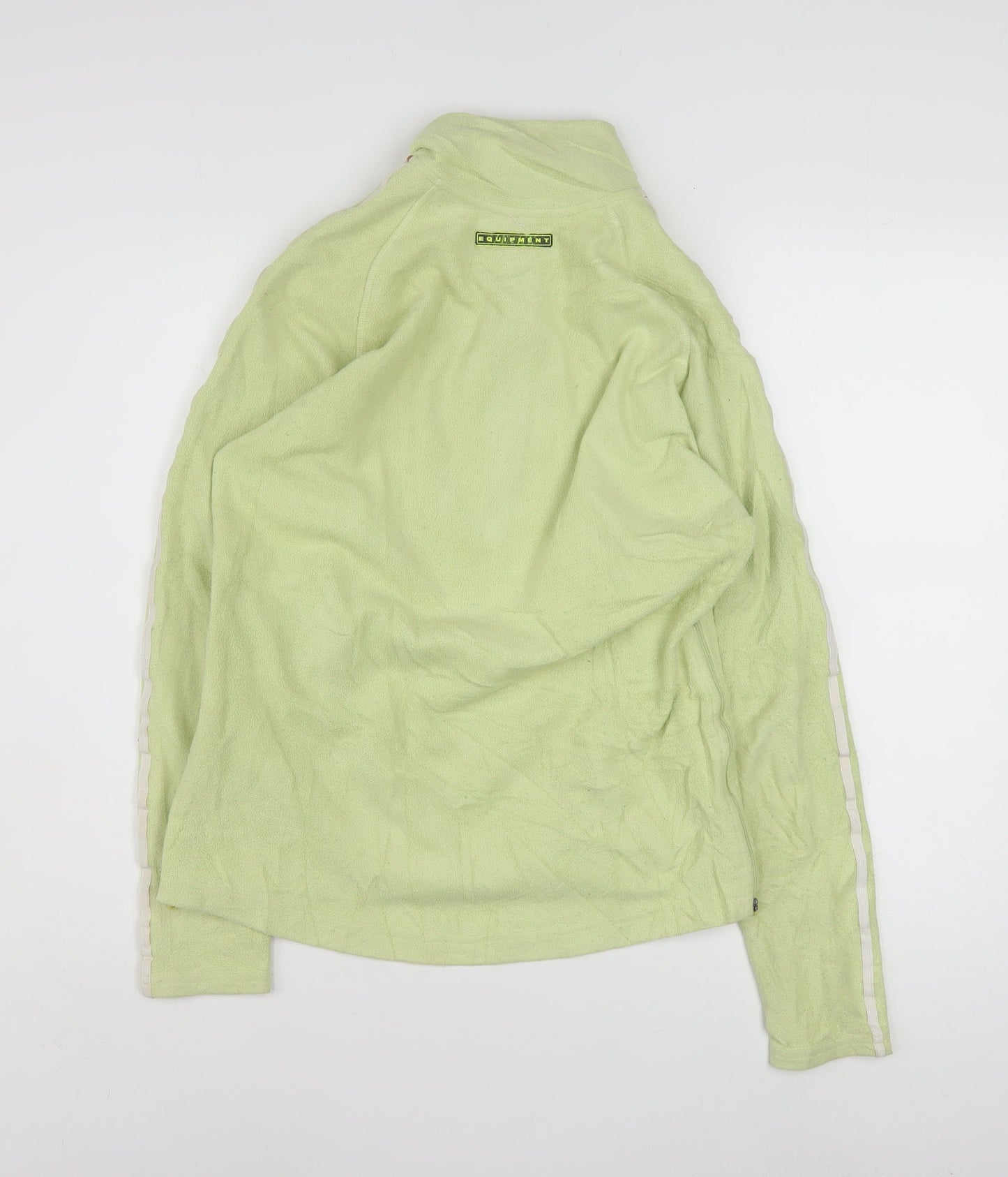 Adidas Women Green Half Zip Fleece Sweatshirt M ClimaWarm Logo Pullover