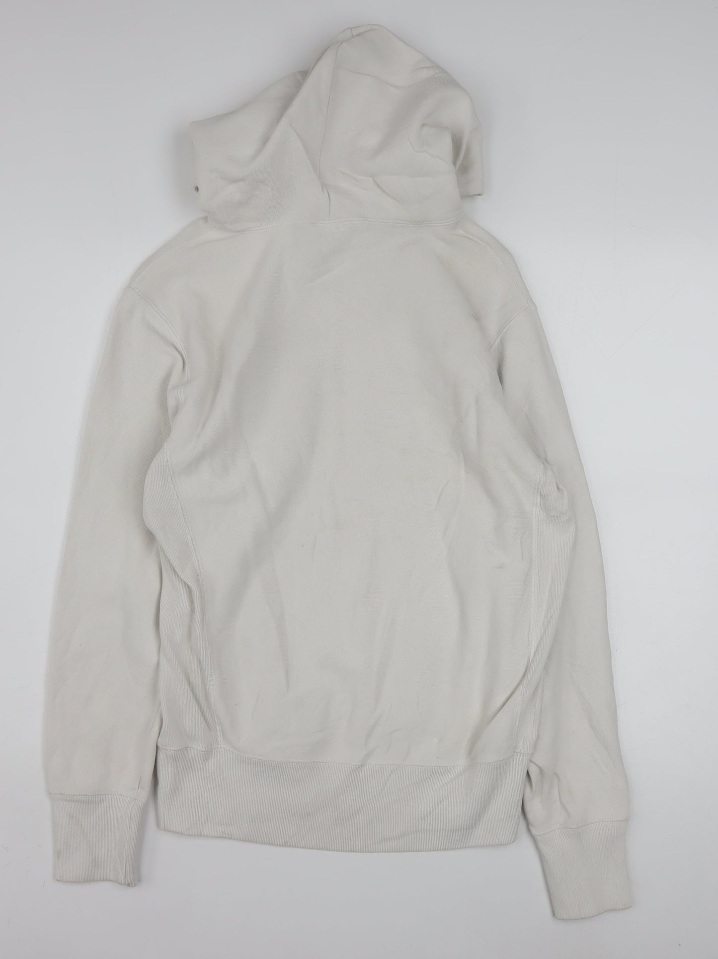 Champion Men's Ivory Pullover Hoodie Medium Logo Fleece Sweatshirt