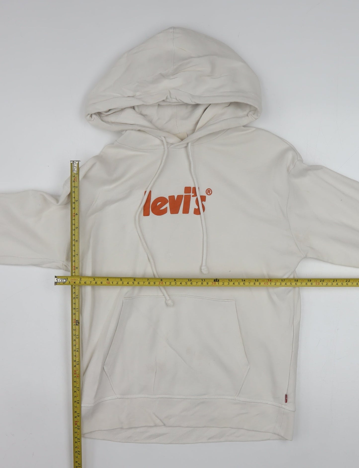 Levi's Men's Ivory XS Pullover Hoodie with Logo and Kangaroo Pocket