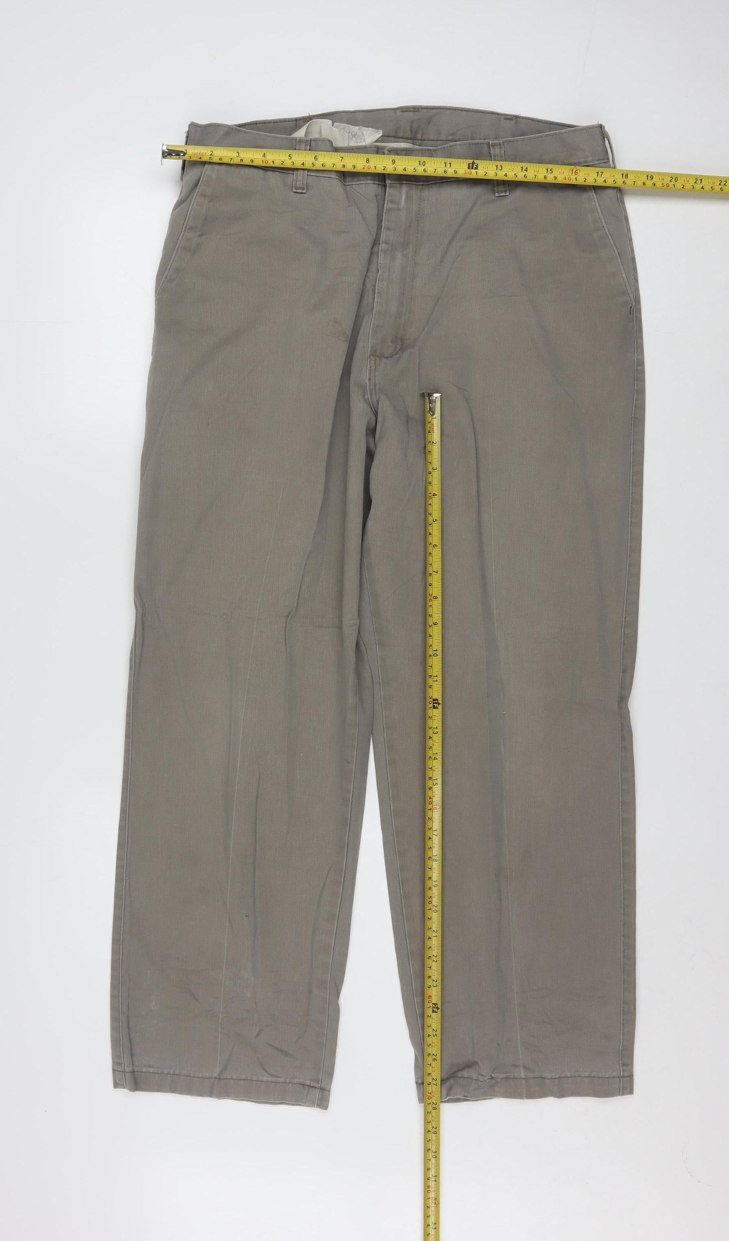 Lee Men's Grey Khakis Trousers 36x29 Cotton Regular Fit