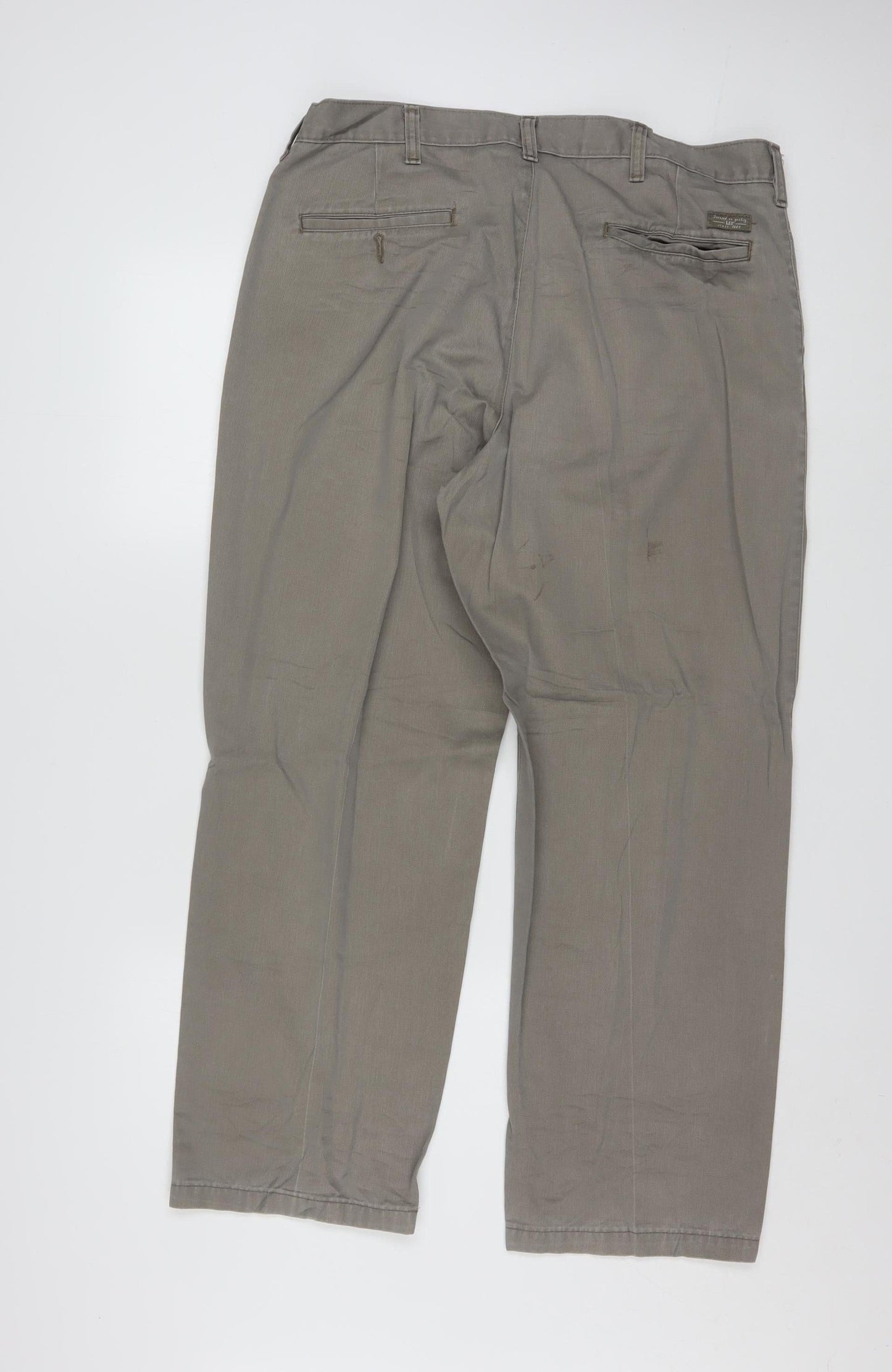 Lee Men's Grey Khakis Trousers 36x29 Cotton Regular Fit