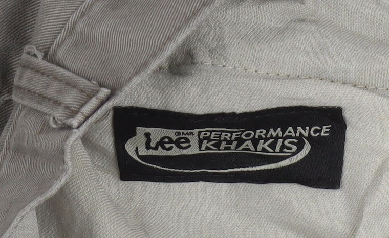 Lee Men's Grey Khakis Trousers 36x29 Cotton Regular Fit