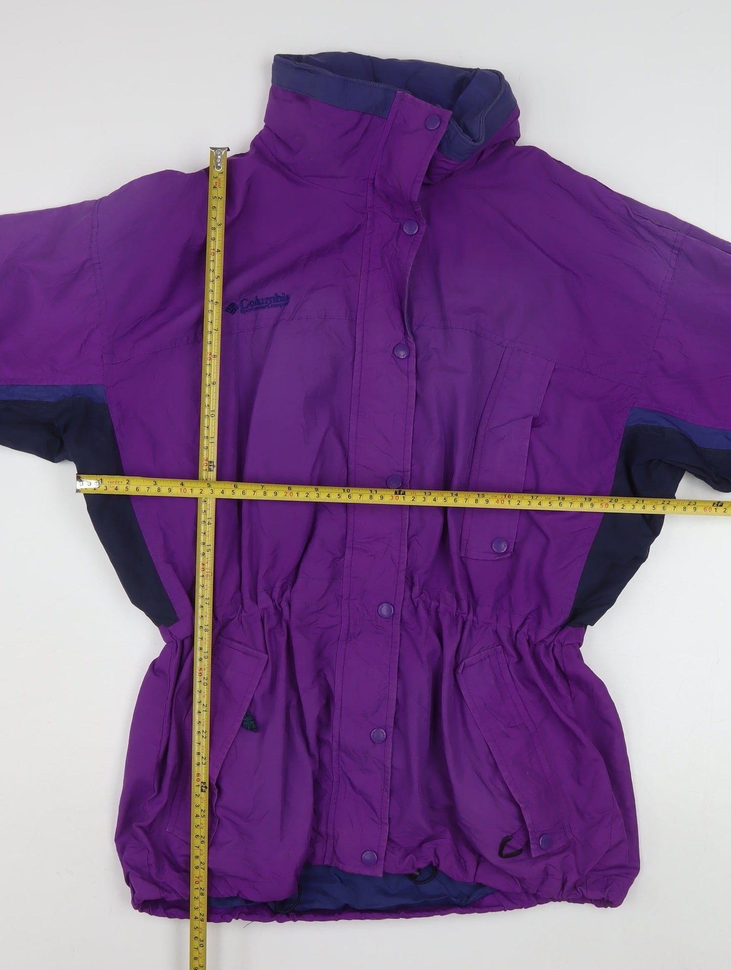 Columbia Women Purple Nylon Parka Jacket L Waterproof Lined Vintage