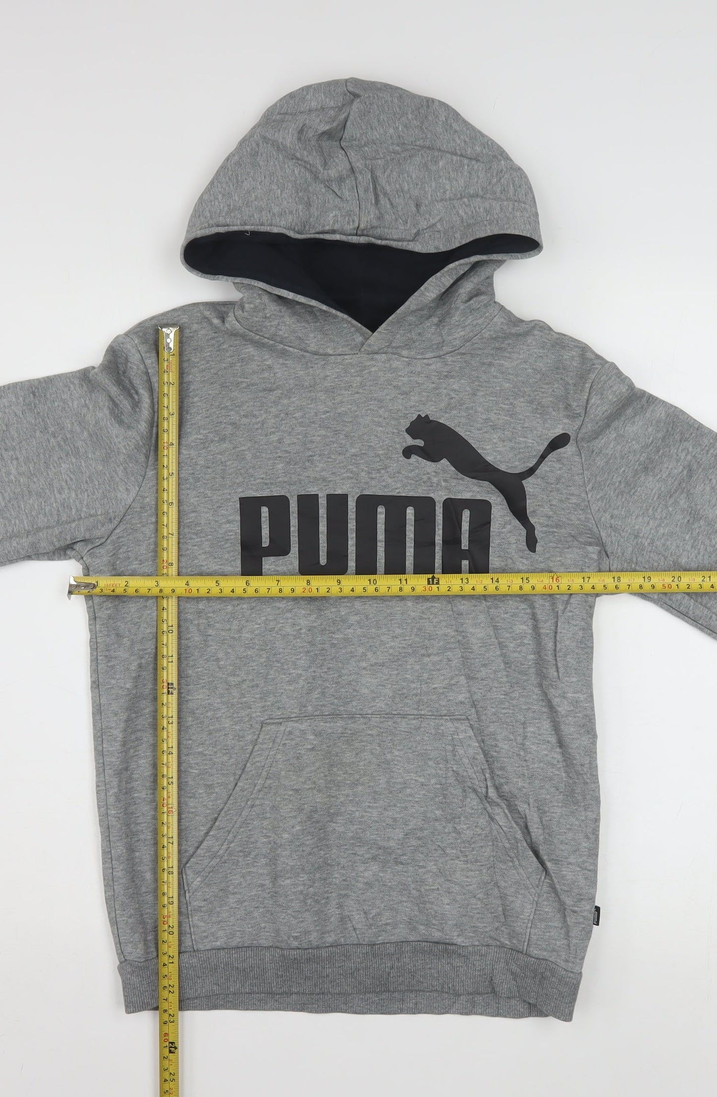 Puma Boys Grey Pullover Hoodie Fleece 13-14 Years Logo Graphic
