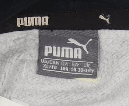 Puma Boys Grey Pullover Hoodie Fleece 13-14 Years Logo Graphic