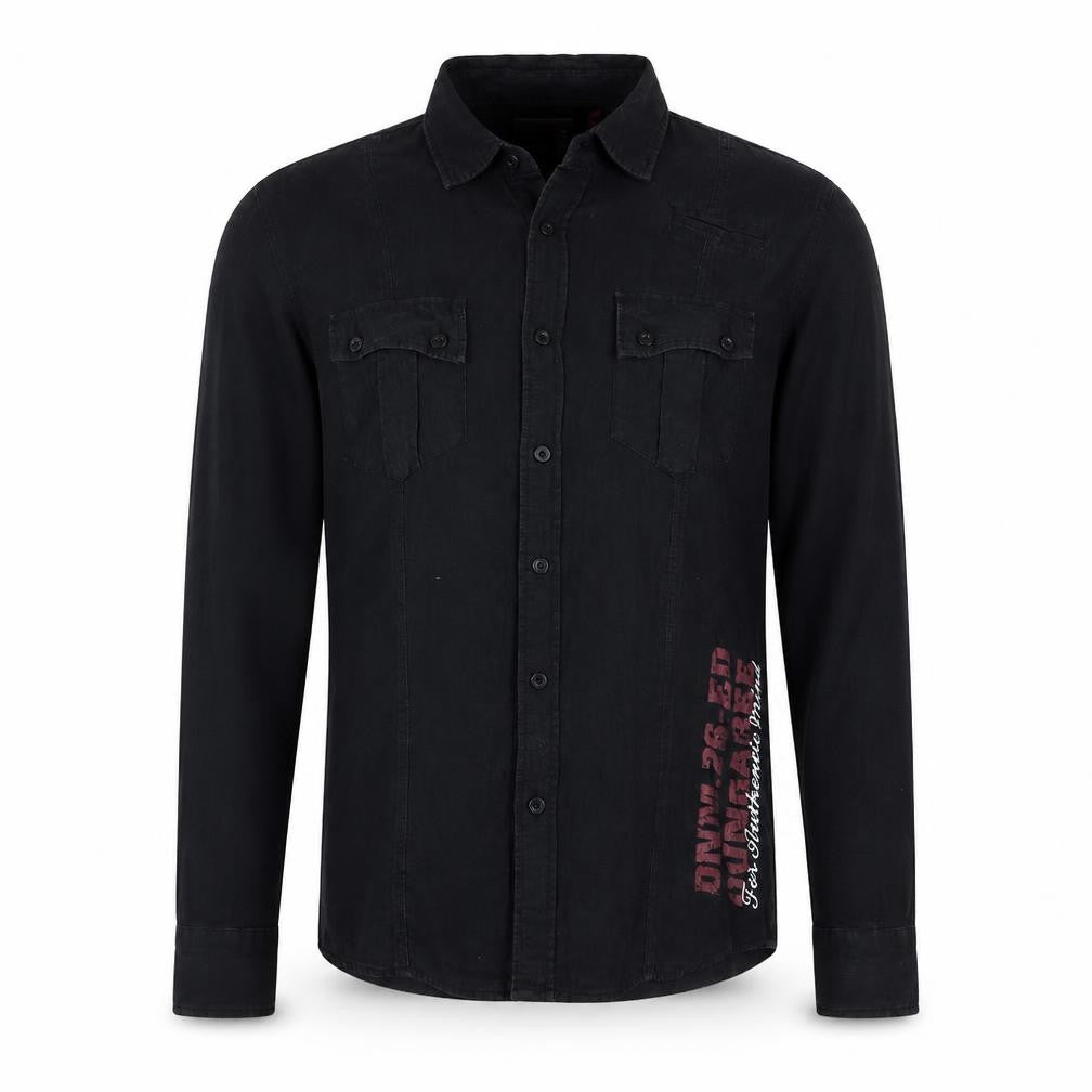 Edgar Dungarees Men's Black Cotton Long Sleeve Button-Up Shirt Size S