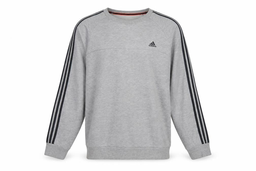 Adidas Men's Grey Crew Neck Pullover Sweatshirt L Sports Style