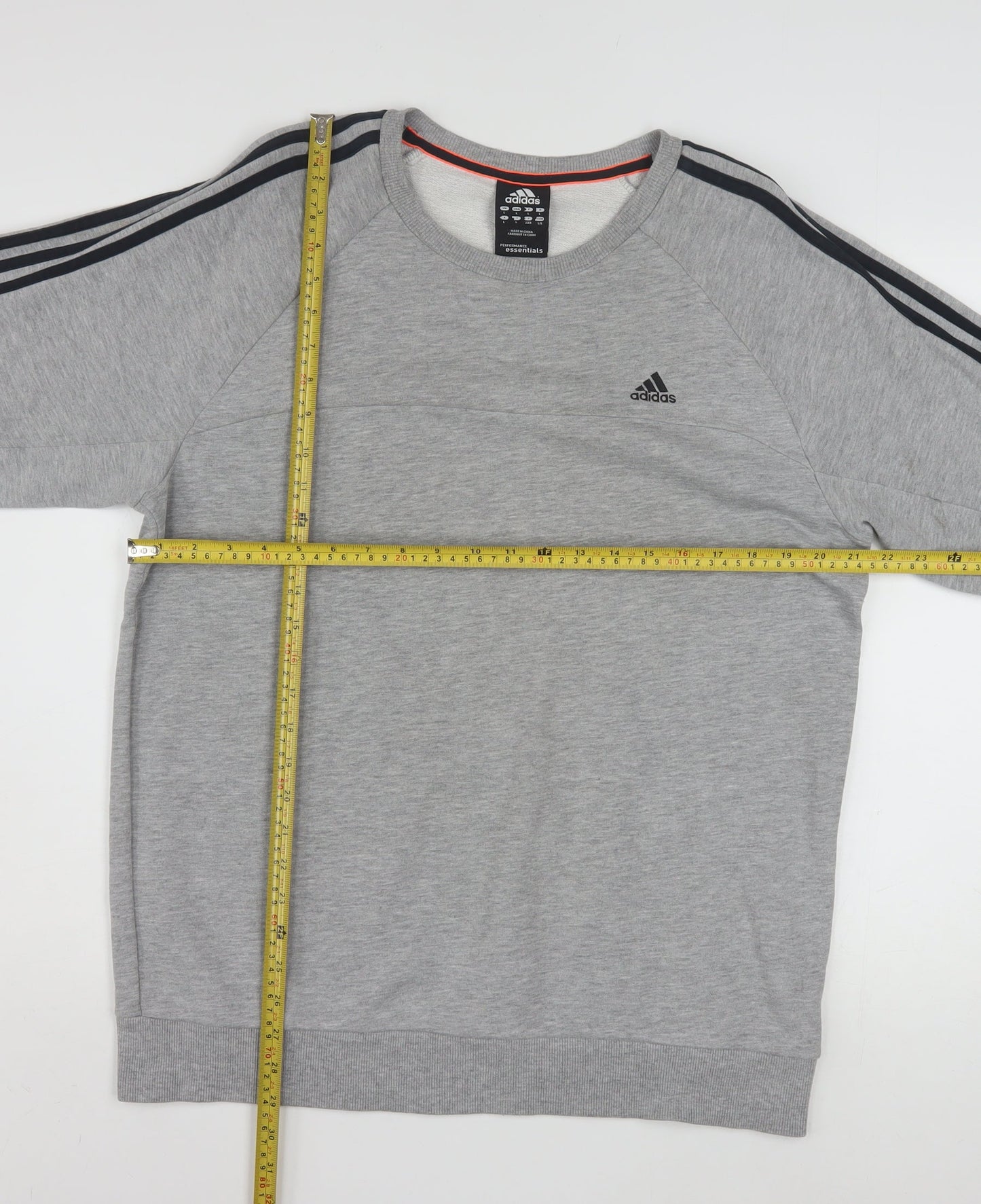 Adidas Men's Grey Crew Neck Pullover Sweatshirt L Sports Style