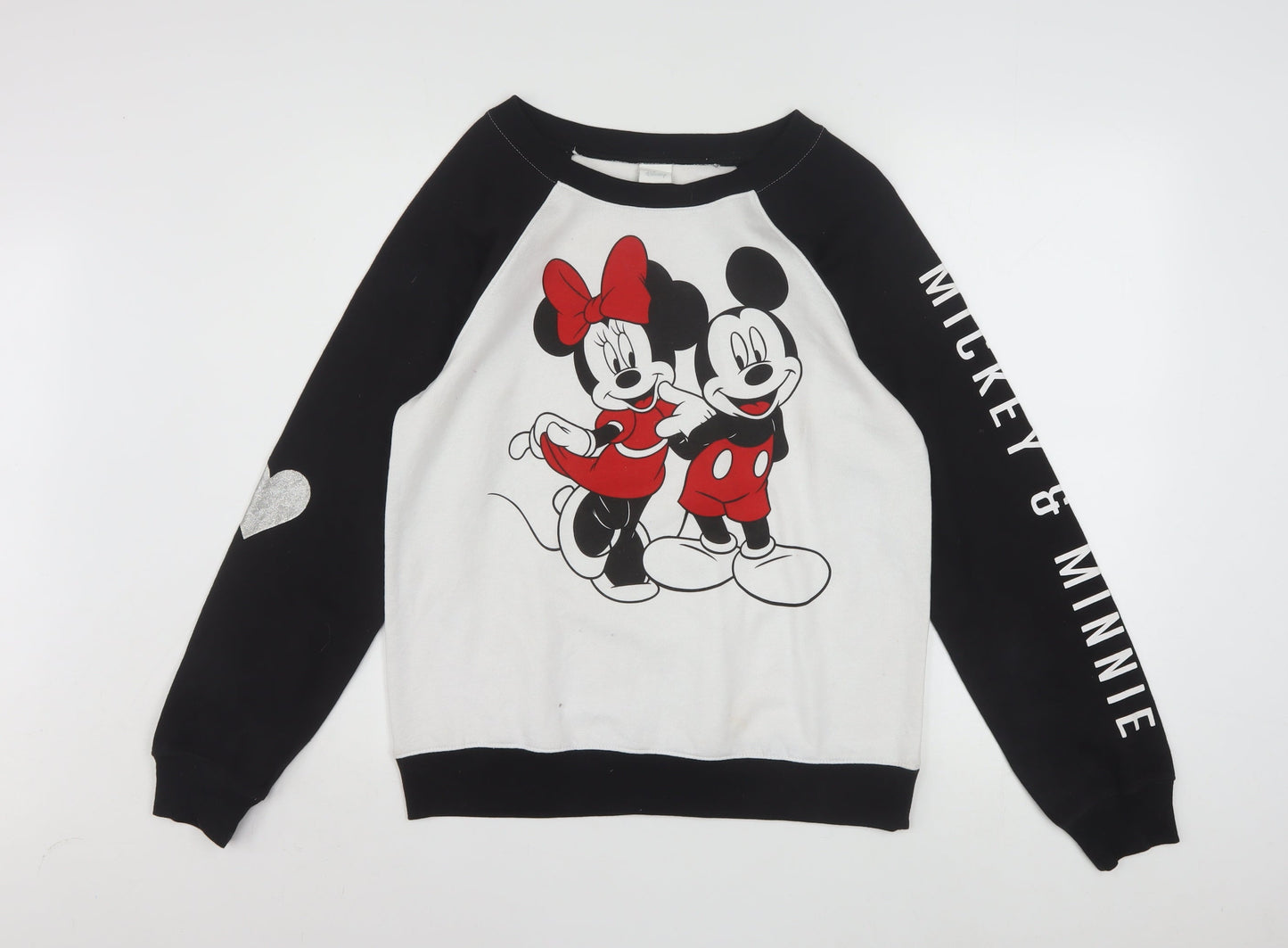 Disney Girls Black & White Mickey & Minnie Sweatshirt M (7-9) Cotton Blend