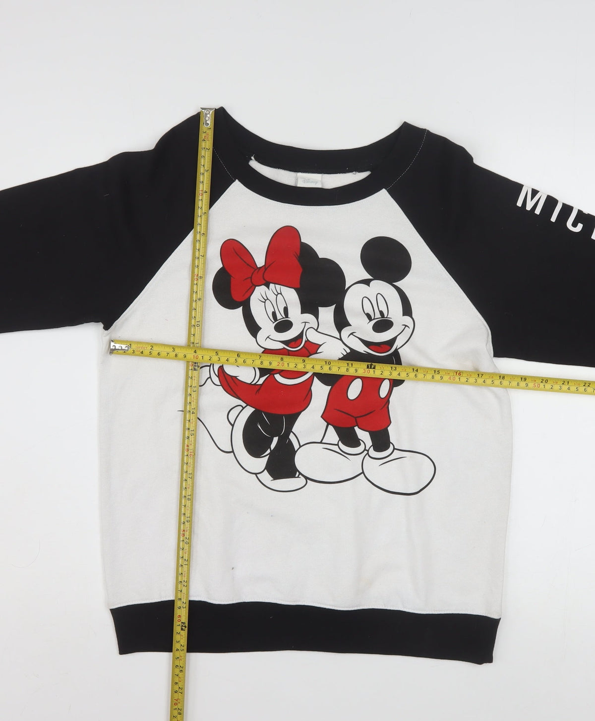 Disney Girls Black & White Mickey & Minnie Sweatshirt M (7-9) Cotton Blend