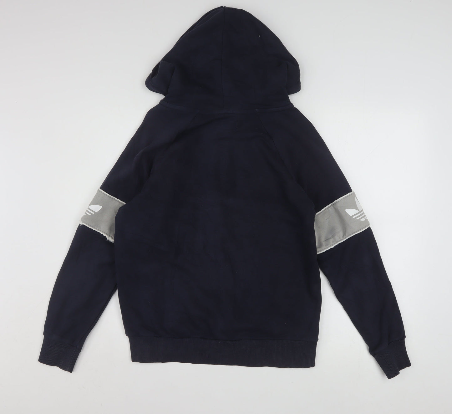 Adidas Women Navy Blue Pullover Hoodie Size L Cotton Blend Logo