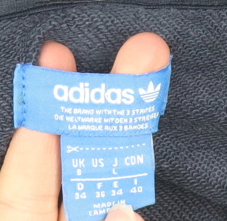 Adidas Women Navy Blue Pullover Hoodie Size L Cotton Blend Logo