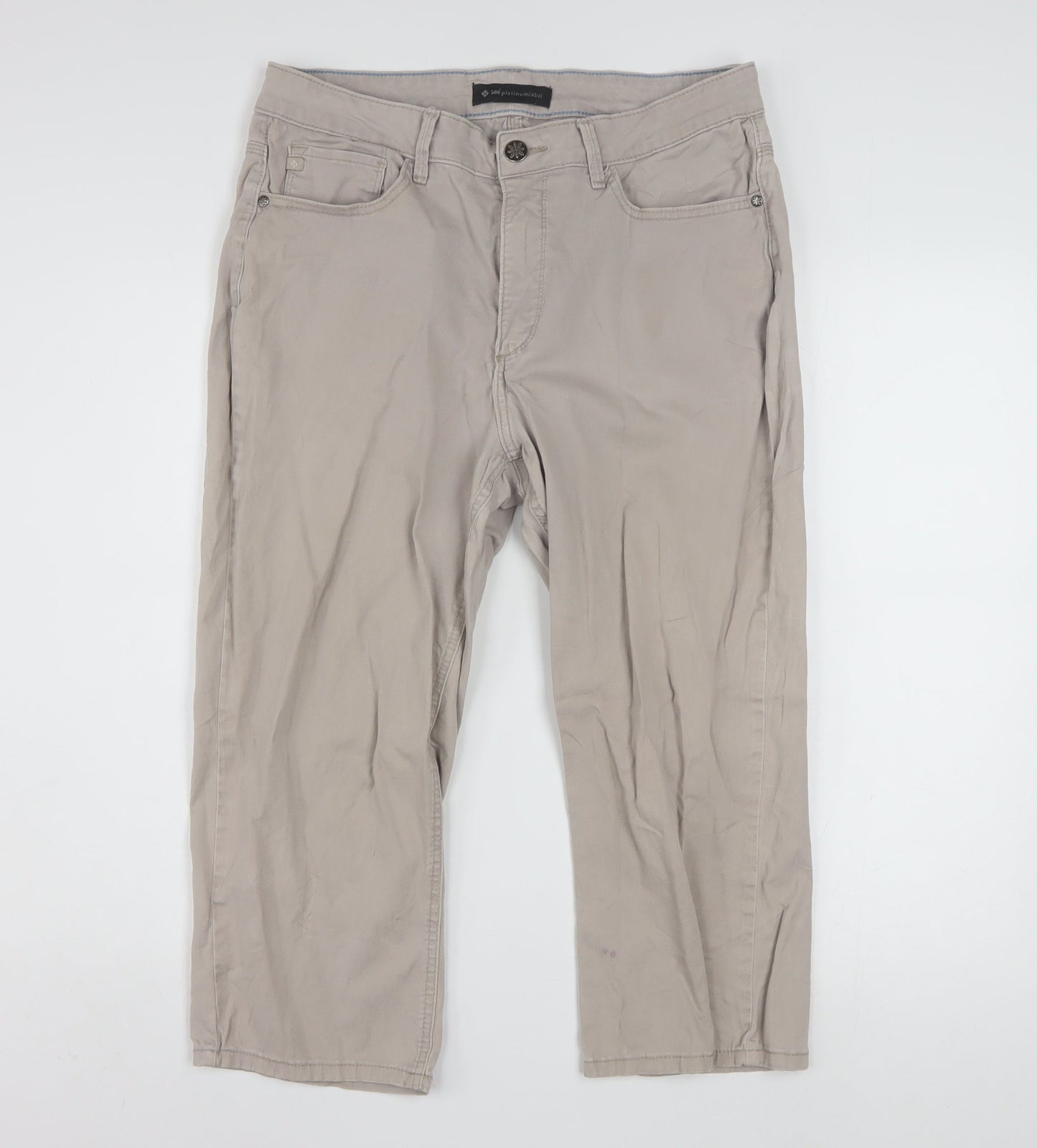 Lee Women Beige Chino Trousers Size 14 Cotton Stretch