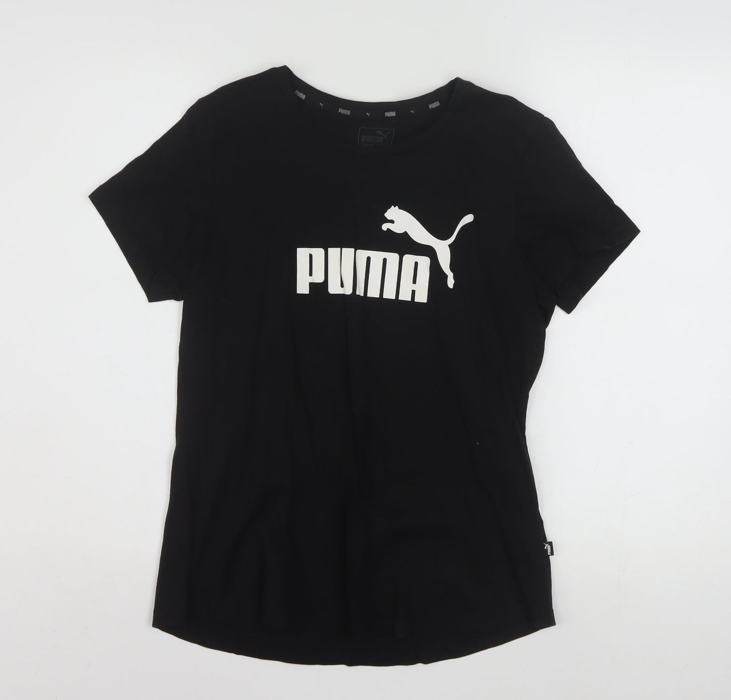 Puma Womens Black Cotton Crew Neck Short Sleeve T-Shirt Size 14