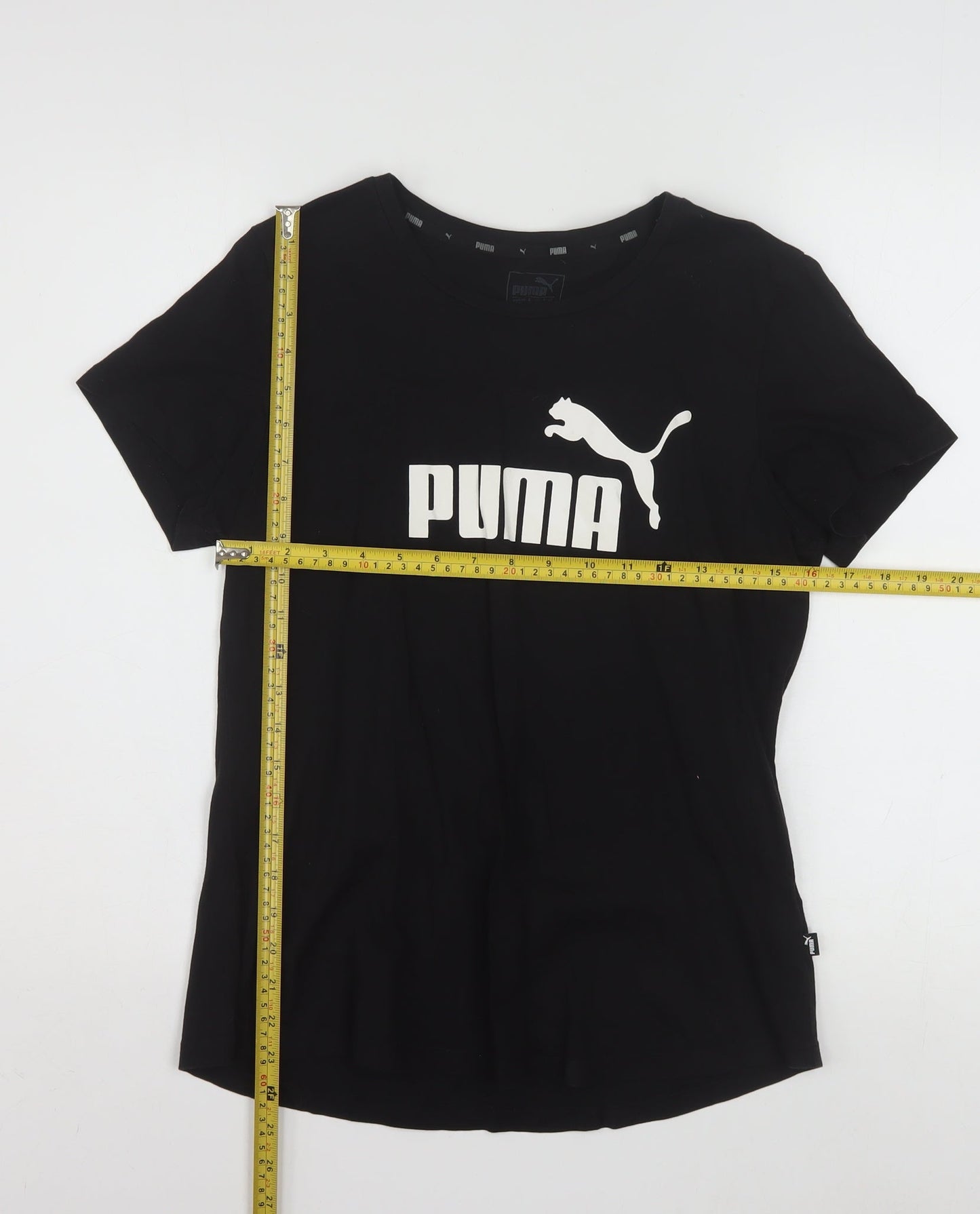 Puma Womens Black Cotton Crew Neck Short Sleeve T-Shirt Size 14