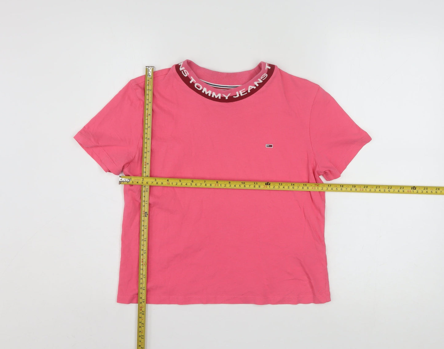 Tommy Jeans Womens Pink Cotton Crew Neck T-Shirt Size M