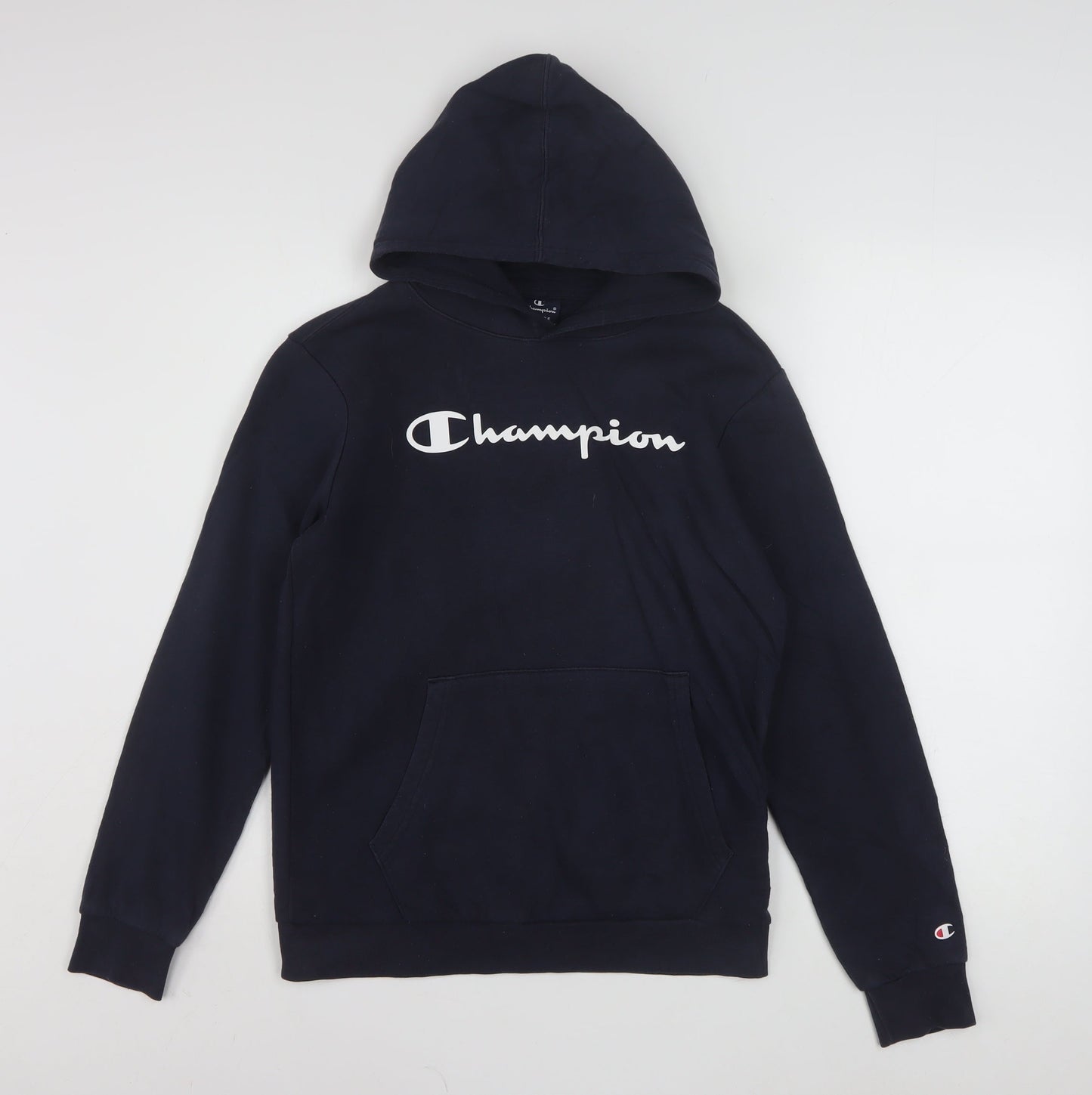 Champion Boys Black Hoodie 13-14 Years Pullover Fleece Logo Sweatshirt