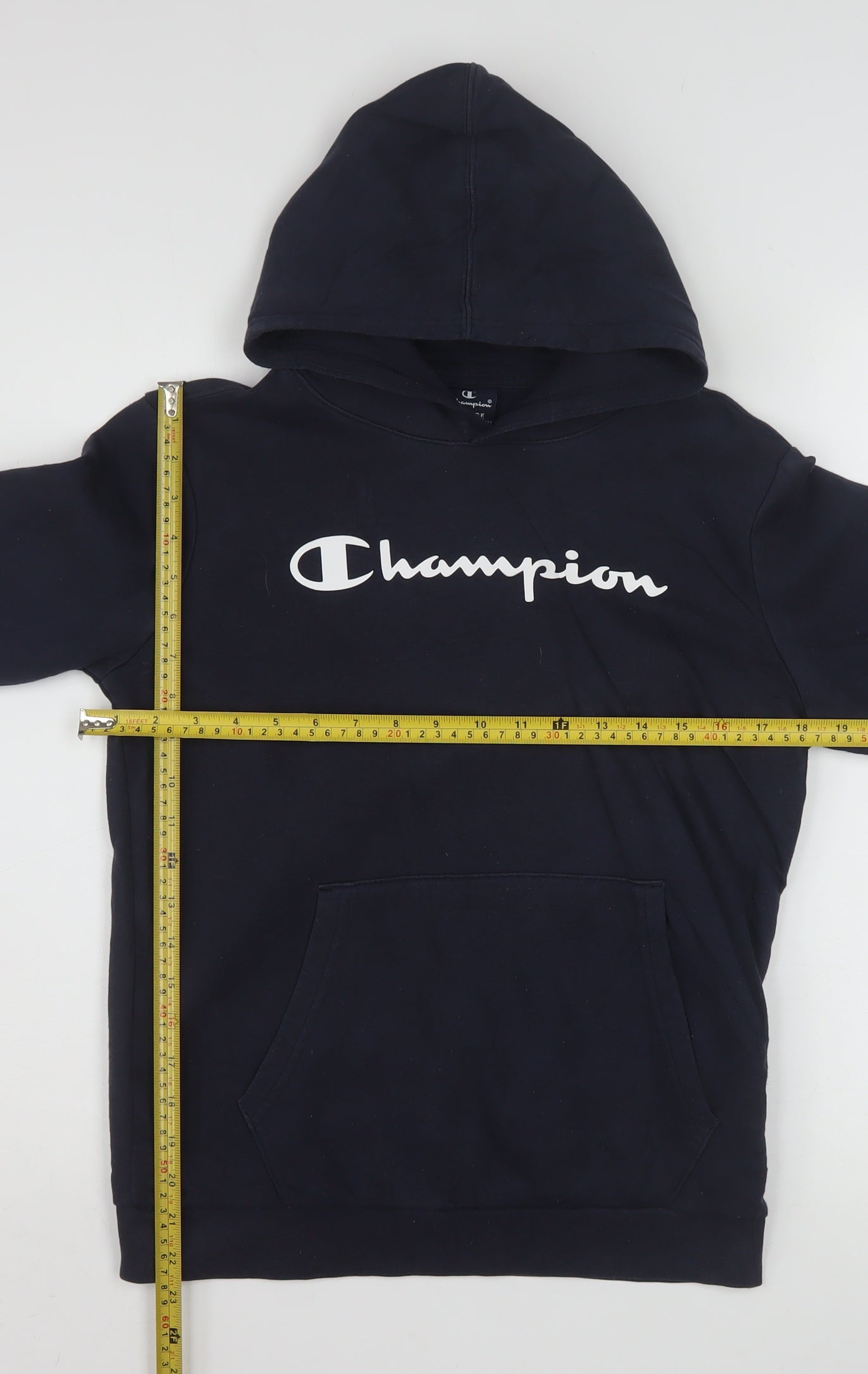 Champion Boys Black Hoodie 13-14 Years Pullover Fleece Logo Sweatshirt