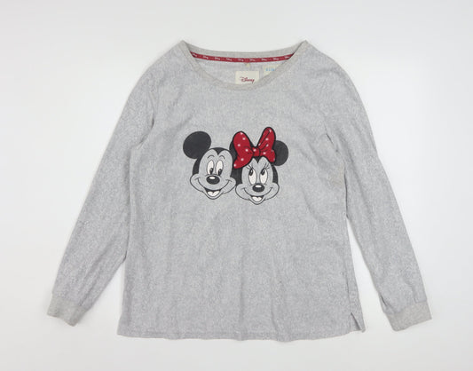 Disney Womens Grey Mickey & Minnie Long Sleeve Pyjama Top M