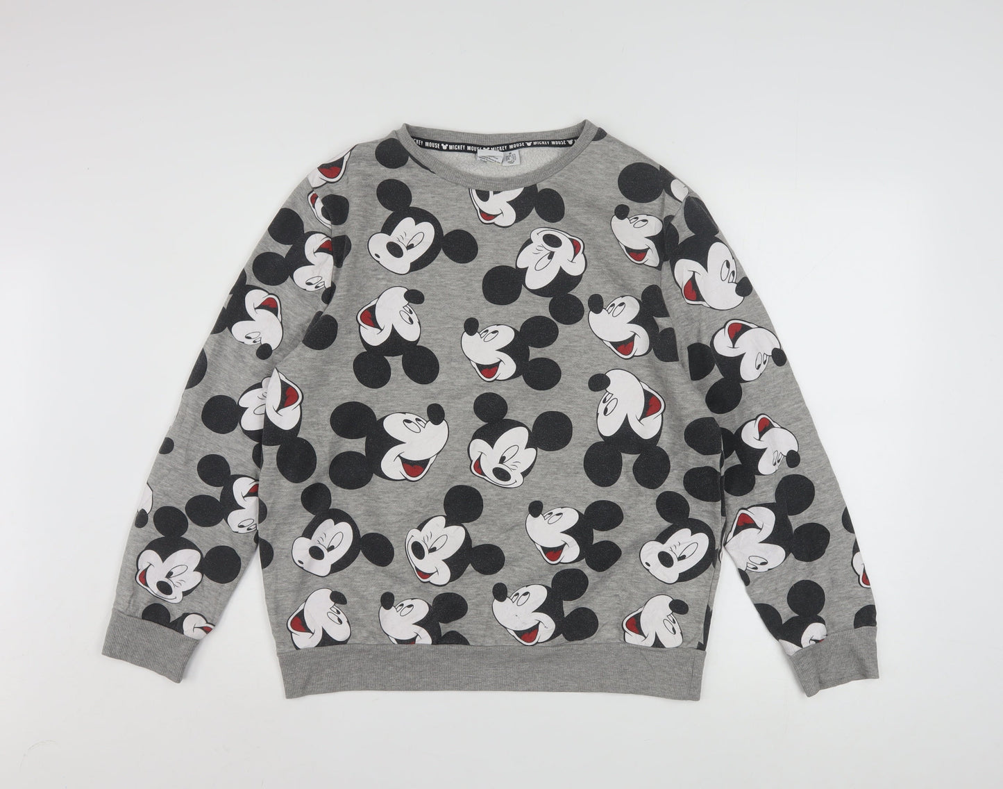 Disney Women Grey Mickey Mouse Pullover Sweatshirt Size M 12/14