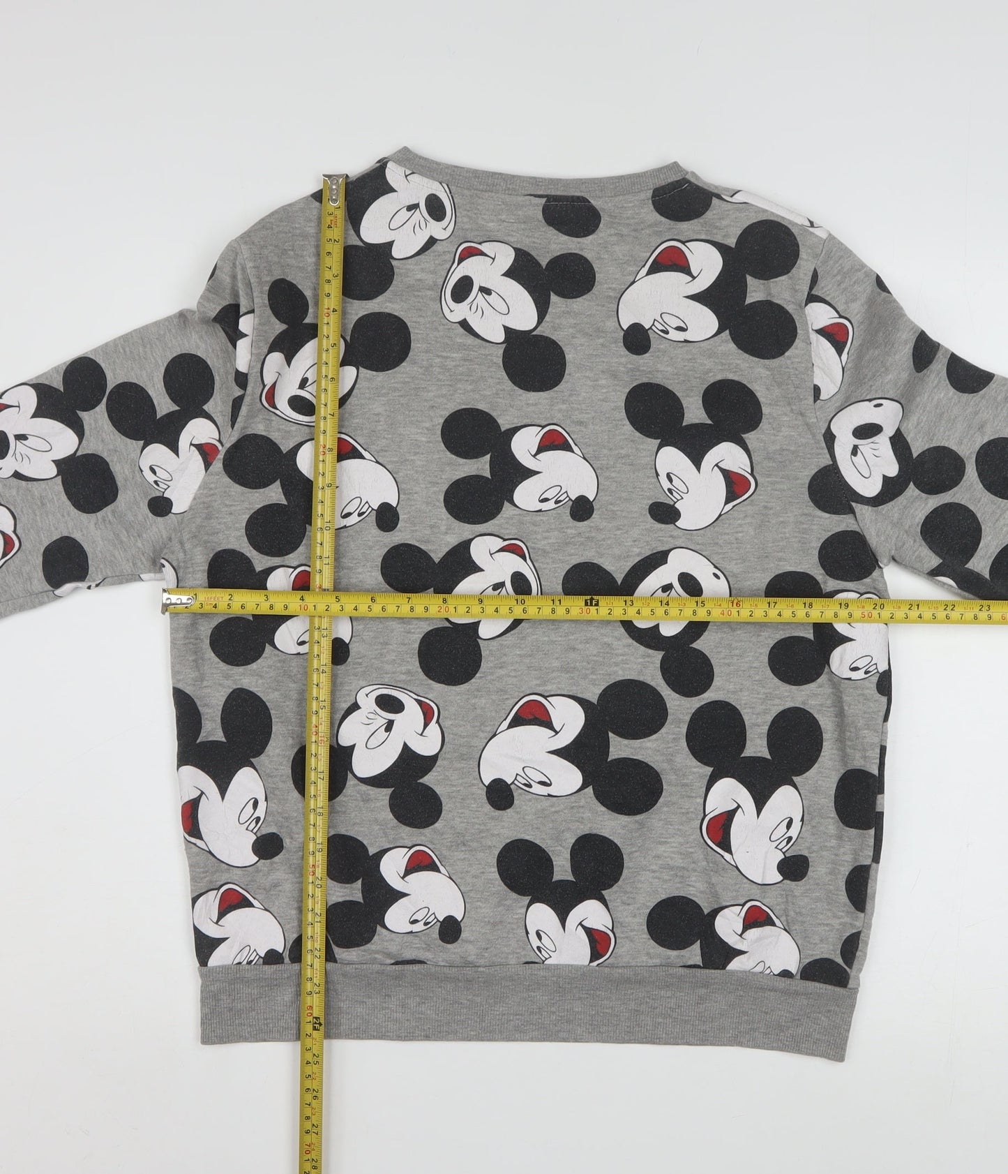 Disney Women Grey Mickey Mouse Pullover Sweatshirt Size M 12/14