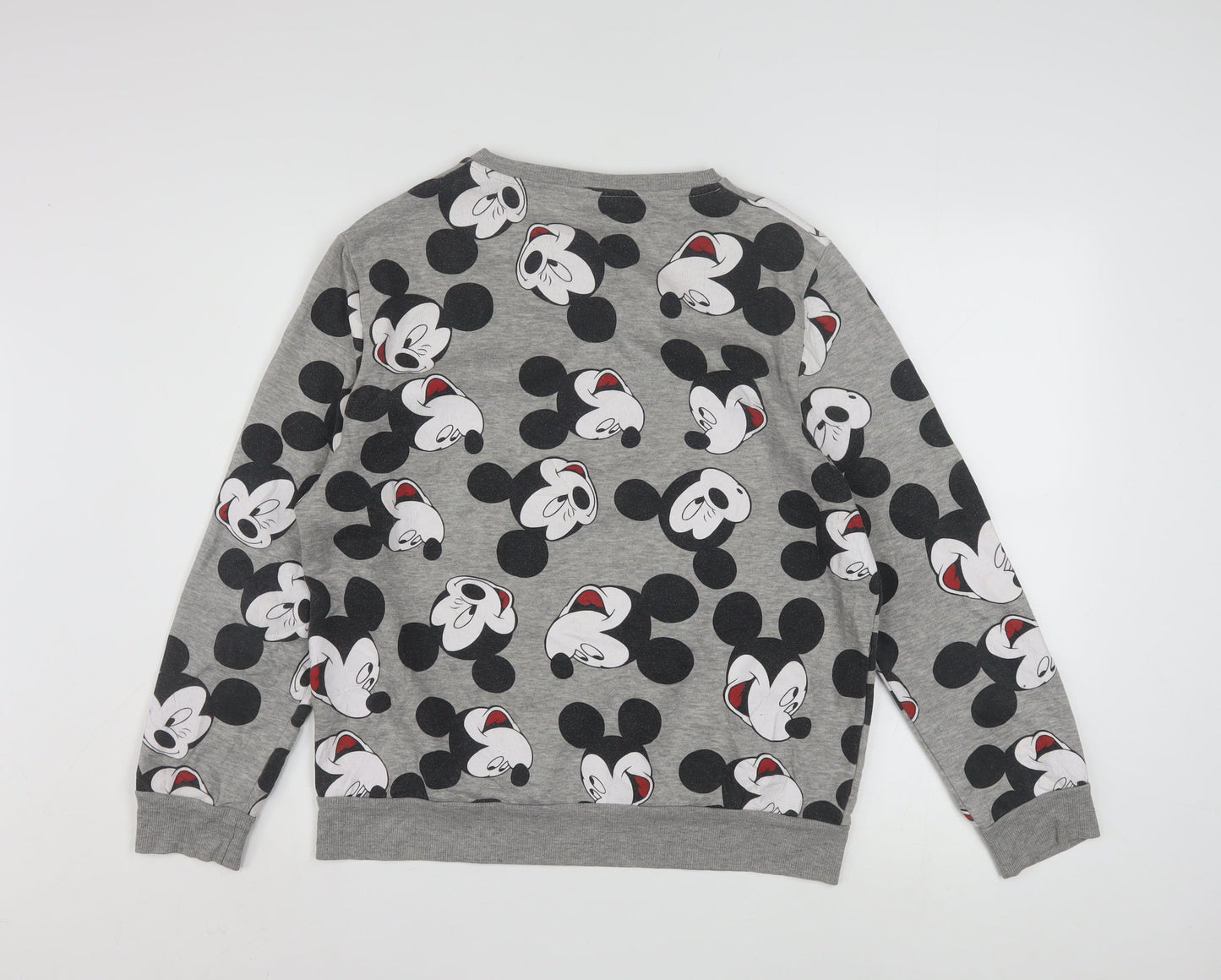 Disney Women Grey Mickey Mouse Pullover Sweatshirt Size M 12/14