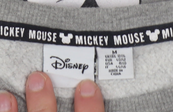 Disney Women Grey Mickey Mouse Pullover Sweatshirt Size M 12/14