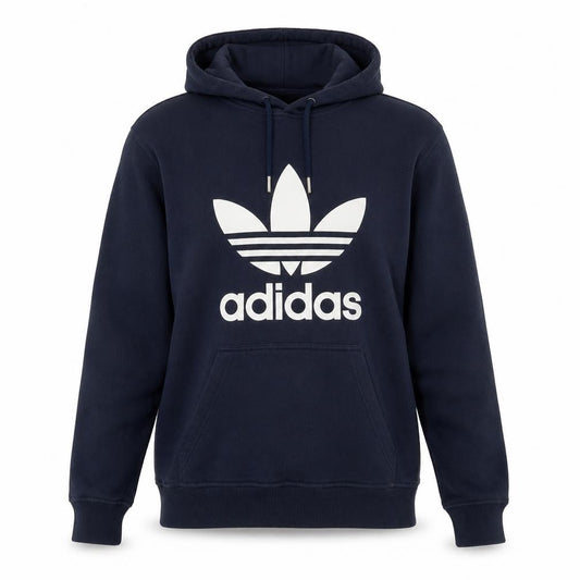 Adidas Men's Blue Pullover Hoodie Small Logo Fleece Sweatshirt