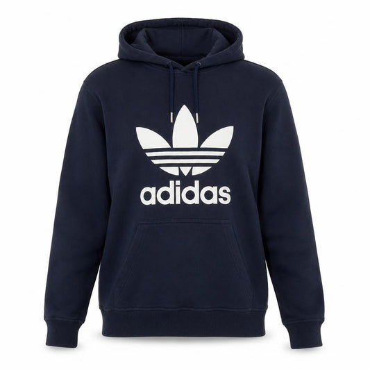 Adidas Men's Blue Pullover Hoodie Small Logo Fleece Sweatshirt