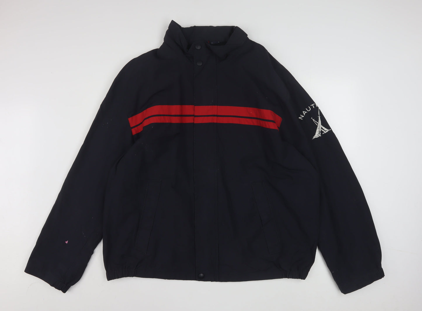 Nautica Men’s Blue Red Stripe 2XL Windbreaker Jacket