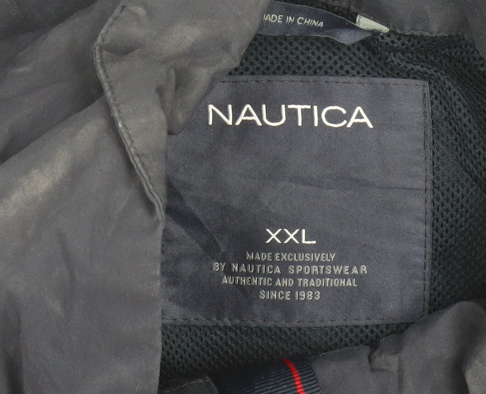 Nautica Men’s Blue Red Stripe 2XL Windbreaker Jacket