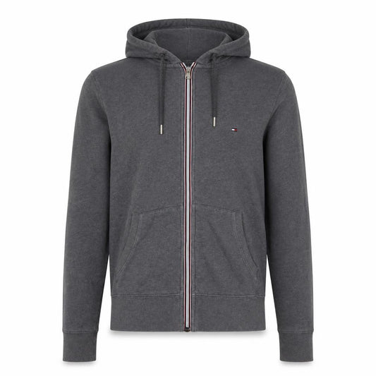 Tommy Hilfiger Men's Grey Full Zip Hoodie Small Vintage Fit Cotton Blend