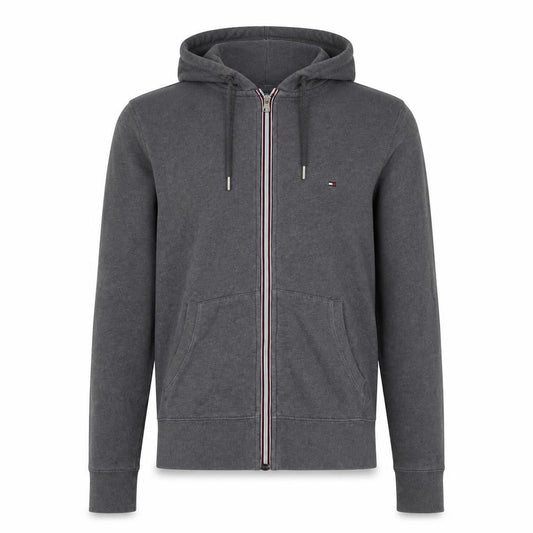 Tommy Hilfiger Men's Grey Full Zip Hoodie Small Vintage Fit Cotton Blend